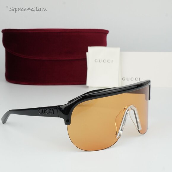 BRAND NEW Gucci GG1645S 005 Black Orange Unisex Mask Sunglasses GG 1645S - Picture 9 of 14